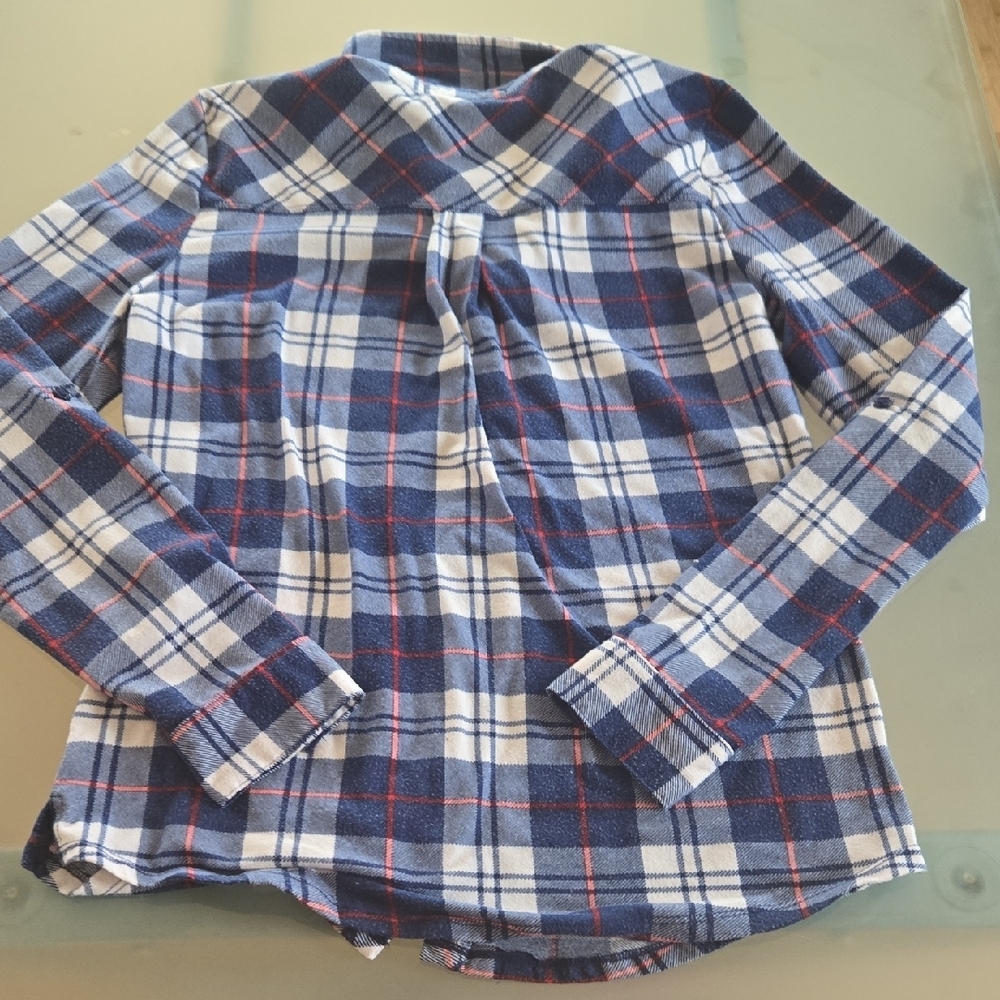 Derek Heart Navy and White Plaid Womens Button Down Shirt - Picture 8 of 11